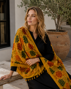 Châle brodé de qualité supérieure, imprimé numérique floral, à longues franges, écharpe d'hiver confortable, chaude, respirante, durable, élégante et réversible - Product Image 5