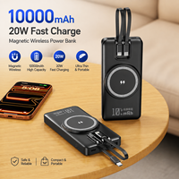 Chargeur sans fil magnétique ultra-fin portable 20W 10000 mAh avec câbles, chargeur rapide LED, batterie externe pour iPhone, chargeur de téléphone