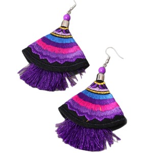 Hand Embroidered Ethnic Style Tassel <b>Earrings</b> With Floral Design For Women Party Drop <b>Earrings</b> Stainless Steel <b>Hook</b> SX360 - Product Image 5