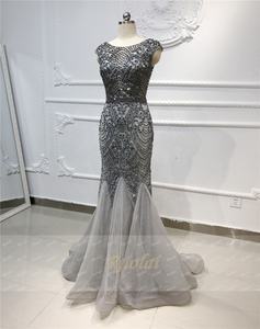 Ruolai OEV-L4279 الفاخرة الثقيلة الديكور مشرقة حورية البحر النساء حزب حفلة موسيقية فستان طويل متواضع فساتين السهرة - Product Image 2