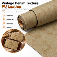 Nouveau cuir synthétique PU gaufré effet denim vintage, texture changeante, aspect sergé ciré, pour emballage, étiquettes en cuir et coques de téléphone