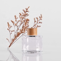 Bouteille d'huile aromatique en verre de 50ml bouchon en bois plat désodorisant diffuseur de roseau bouteille en verre