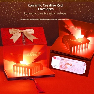 ซองอวยพรวันเกิดแบบยืดหดได้ พับได้ รูปหัวใจสามมิติ พร้อมไฟประดับดนตรี สีแดง สไตล์แฮปปี้เบิร์ธเดย์ เซอร์ไพรส์ - Product Image 4