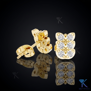 ต่างหูเพชรเลียนแบบทรงสแกลลอปประดับเพชร 6 เม็ด ทองคำแท้ 14K 18K เครื่องประดับผู้หญิงชั้นดี ของขวัญวันครบรอบแต่งงาน - Product Image 1