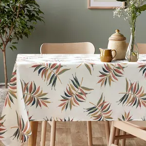 Odm Polyester Linnen Tafelkleed Wasbaar Wrijven Tafelkleed Voor Tafel Op Maat China Geweven Bloemenprint Fabriek Kleurrijke Indoor