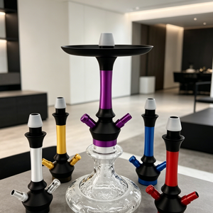 Chicha moderne à double tuyau en alliage d'aluminium, ensemble de fumage, options de couleurs violet et rouge, design droit - Product Image 4