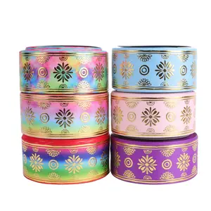 HSDRIBBON 3 Inch 75MM HSD Genuine New Flower Series Ribbon Hologram Printed On Grosgrain Ribbon