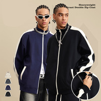 Sweatshirts à capuche décontractés à col montant avec logo personnalisé, broderie hip hop, poids lourd de 420 grammes, grande taille, pour hommes
