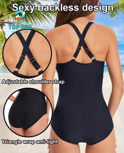 TopOne 2023 New Product Conservative <b>Green</b> Open Crotch Ruffles Beachwear Bathing Suit Shaping One Piece Swimsuit Swimwear - Product Image 3