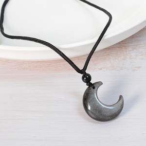 Collar con Colgante de Obsidiana Plateada de Alta Calidad Crystalhola, Tallado con Impresión Digital, 2.5cm, 10g, Tendencia de Moda - Product Image 2