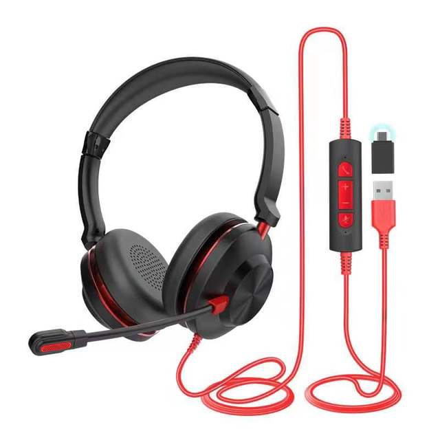 Office Call Center Voice-Isolating USB-C Wired USB Headset 98% Background Noise Reduction Headphone for CRM Software Integration
