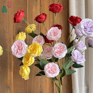 Roses Austin à six têtes en soie, fleurs artificielles de style moderne pour la décoration de mariage et les arrangements de table - Product Image 1