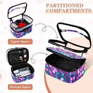 Fashion Cosmetic <b>Case</b> with Paillette Pattern Zipper Closure Soft Handle Medium Capacity Polyester Double Layer <b>Makeup</b> Bag - Product Image 2