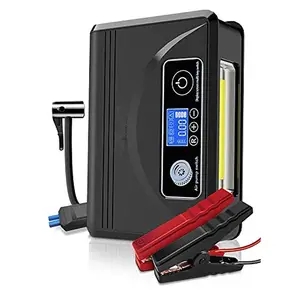 Arrancador de batería de coche con compresor de aire, caja de salto multifunción 500A 12000mAh 12V Paquete de refuerzo de batería automática con Inflador de 150 PSI