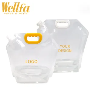 Hot Sale Clear Storage Plastic Doypack Foldable Portable 4L 5 liter Drinking Containers Packaging Spout Pouch Water Bag