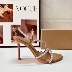 Summer French Pointy Open-Toed High Heels Diamond-Embellish Back <strong>Strappy</strong> Rhinestone Designer <strong>Sandals</strong> for <strong>Women</strong> - Product Image 4