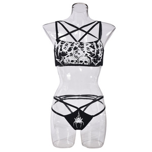 New Cool Printed Chest Sexy Lingerie a Multi-strap T Suit Sexy Underwear <b>Hip</b> Hop Style Printed Camisole Lingerie - Product Image 4