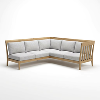 Canapé modulaire en forme de L de style scandinave, revêtement en tissu, sièges sectionnels avec structure en bois massif pour salon
