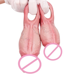 FAAK Silicone Realistic Fat Hollow <b>Dildo</b> Open-ended Large Penis Sleeve Size S M Cock Enlarger Delay Ejaculate Sex Toys for Men - Product Image 3
