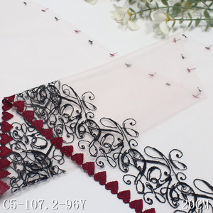 Encaje de Tul Color Nude con Bordado Personalizado de Corazón Rojo de 20CM, Encaje de Alta Calidad para Prendas y Accesorios para <span class=keywords><strong>el</strong></span> Cabello - Product Image 5
