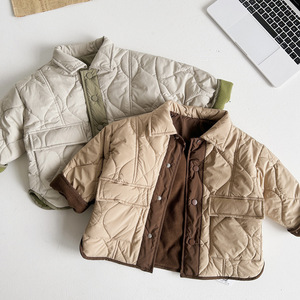 Automne enfant en bas âge décontracté hiver manteau enfants filles matelassé coton contraste couleur bébé garçons veste - Product Image 4