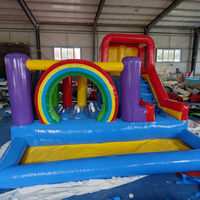 Mini château gonflable avec toboggan pour enfants, utilisation intérieure et extérieure, matériau en bâche PVC de 0,55 mm, installation facile, 5 à 12 personnes