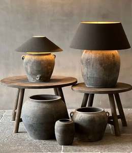 <b>Antique</b> Lamp <b>Table</b> Handmade Chinese Terracotta Lamp Unique Design Deep Dark Shade Each Lamp Has Its Own Character - Product Image 3
