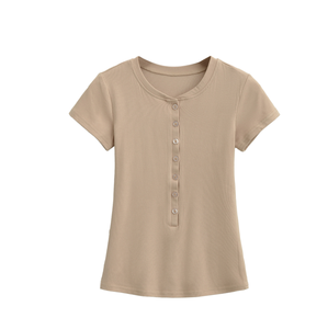 T-shirt Sexy attillata <span class=keywords><strong>con</strong></span> bottone frontale 4285 Runwaylover 2025 <span class=keywords><strong>donna</strong></span> - Product Image 2