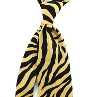 Cravate pour homme à motif imprimé personnalisé, unique et magnifique, noir et jaune, 100 % polyester, faite à la main, cravate d'affaires fantaisie imprimée de Shengzhou
