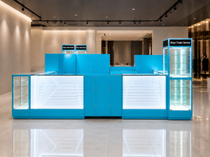 Minimalist Mall Island <b>Display</b> Showcase Modular Retail Kiosk Furniture Custom Glass Counter <b>Cabinet</b> Turnkey Store Solution - Product Image 2