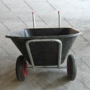 Wiel Kruiwagen Wb5405 Dubbele Kruiwagen Grote Betonnen Kruiwagen 2 Wiel Metalen <span class=keywords><strong>Trolley</strong></span> - Product Image 2