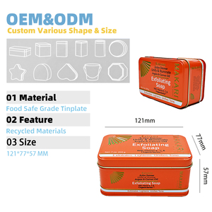 Boîte à savon rectangulaire à charnière avec logo personnalisé, <span class=keywords><strong>conteneur</strong></span> métallique vide pour savon exfoliant, emballage cadeau - Product Image 2