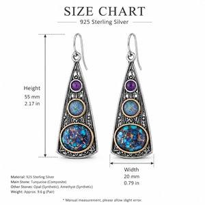 Orecchini Triangolari Colorati per Donne, Stile Geometrico Vintage, Accessori per Orecchie da Indossare Quotidianamente - Product Image 5