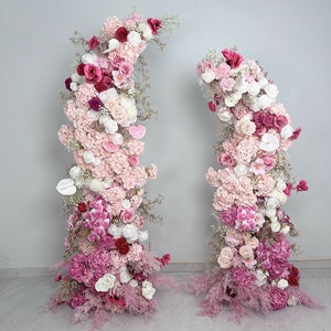 Arche florale vintage en soie d'hortensia pour décor de toile de fond de photos de fiançailles - Product Image 5