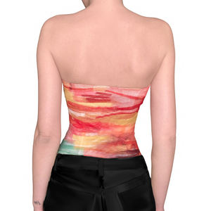 Top Bandeau de Verano para Vacaciones en la Playa, Colorido, con Estampado Tie Dye, Hombros Descubiertos, Espalda Descubierta, Casual, para Mujer - Product Image 3