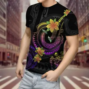 T-shirt imprimé 3D pour hommes, motif de <span class=keywords><strong>tortue</strong></span> polynésienne et fleurs, Streetwear Harajuku, vente en gros - Product Image 1