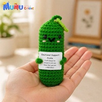 Boneka Mentimun Rajut Amigurumi Buatan Tangan Grosir, Boneka Penyemangat Emosional Lucu dengan Kartu untuk Perlengkapan Toko Hadiah