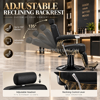 Fauteuil de Barbier Premium en PU, Chaise de Salon Réglable, Fauteuil de Coiffure Hydraulique Inclinable avec Base Robuste pour Salon de Coiffure