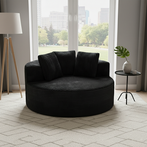 <span class=keywords><strong>Divano</strong></span> Singolo Rotondo di Lusso in Tessuto Compresso per Piccoli Spazi, <span class=keywords><strong>Divano</strong></span> <span class=keywords><strong>Letto</strong></span> Imbottito in Velluto a Coste con Seduta Profonda per Soggiorno - Product Image 4