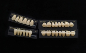 Dents synthétiques en résine acrylique antérieure supérieure à deux couches, certifiées CE/ISO, multi-tons - Product Image 2