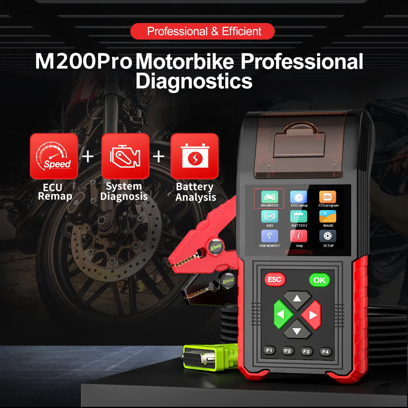 Yeni gelenler JDiag M200 Pro ECU Remap ECU programı evrensel obd2 motosiklet tarayıcı ücretsiz güncelleme M200Pro motosiklet teşhis