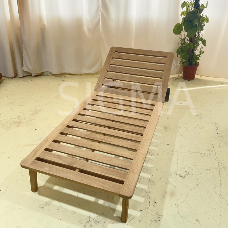 Outdoor Furniture Beach Sun Lounger wooden Modern sunbed Outdoor patio set Teak Wood Furniture lounge chaise