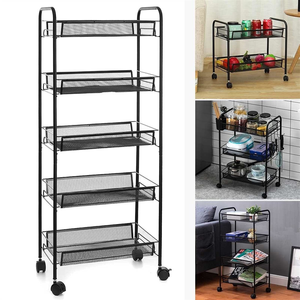 Carrito de Almacenamiento Multifuncional con Ruedas, Estante Metálico de Varios Niveles, Carrito de Cocina con Cesta para Almacenamiento de Vegetales - Product Image 4