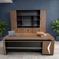 Bureau de direction modulaire contemporain en forme de L avec armoire à tiroirs latérale pour usage professionnel