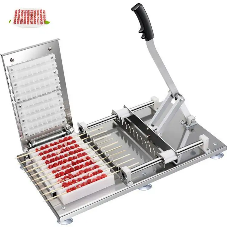 Groothandel Handleiding Schapenvlees Kebab Machine Hand Bbq Bamboe Vlees Spies Machine Rundvlees Sate String Making Machine