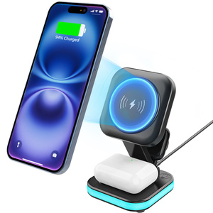 Soporte Multifuncional para Teléfono, <span class=keywords><strong>Cargador</strong></span> Inalámbrico Magnético 2 en 1, Base <span class=keywords><strong>de</strong></span> Carga Plegable para Teléfono y Auriculares - Product Image 1