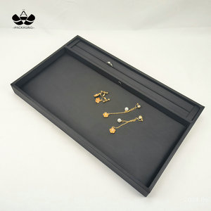 At506 nhà máy bán buôn PU da đồng vàng Dark Blue kim loại màu xám đen Cửa hàng bán hàng đồ trang sức phục vụ khay - Product Image 4