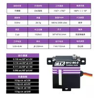 Servo numérique HV sans noyau PTK 8812 MG-D Slim Wing-Bay avec engrenage en acier inoxydable 2BB 15kg 0.096sec 5.0V-8.4V pour avion RC à voilure fixe F5J et voiture RC