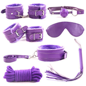 Produits pour adultes : Ensemble de sept pièces en peluche amusant pour femmes, avec corde en coton de 5 mètres, pour bondage et retenue, produits sexuels SM réglables - Product Image 4