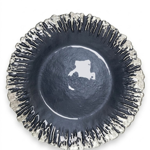 Assiette de présentation de luxe 13 pouces en <span class=keywords><strong>verre</strong></span> <span class=keywords><strong>noir</strong></span> et argent texturé, ronde, pour dîner, sous-assiette décorative en gros pour mariage et décoration de <span class=keywords><strong>table</strong></span> - Product Image 6